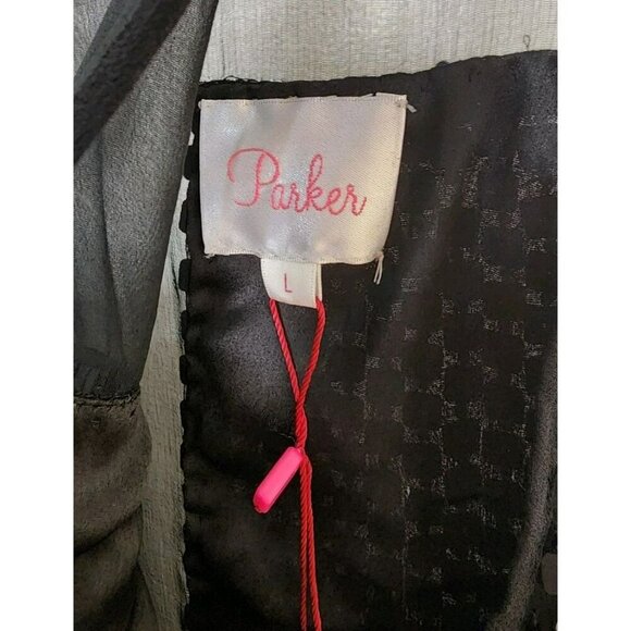 NWT Parker Carson Combo Silk Chiffon Sequin Embellished Black Tank Dress Sz L - Picture 3 of 6